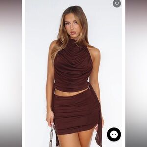 White Fox Amara Grace Mini Skirt Chocolate